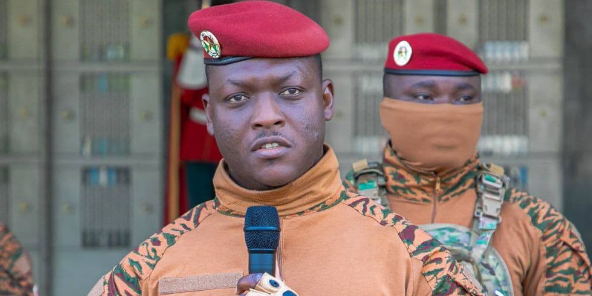 Captain Ibrahim Traoré, President of Burkina Faso, during the national flag-raising ceremony
