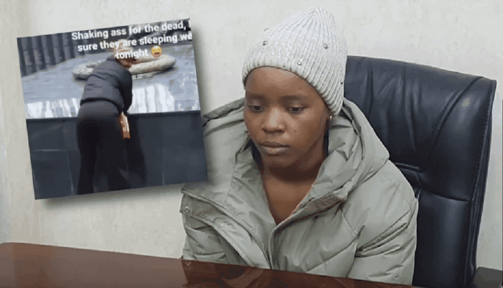 Rebecca Ziba, étudiante zambienne, arrêtée pour twerk devant un monument aux morts en Russie.