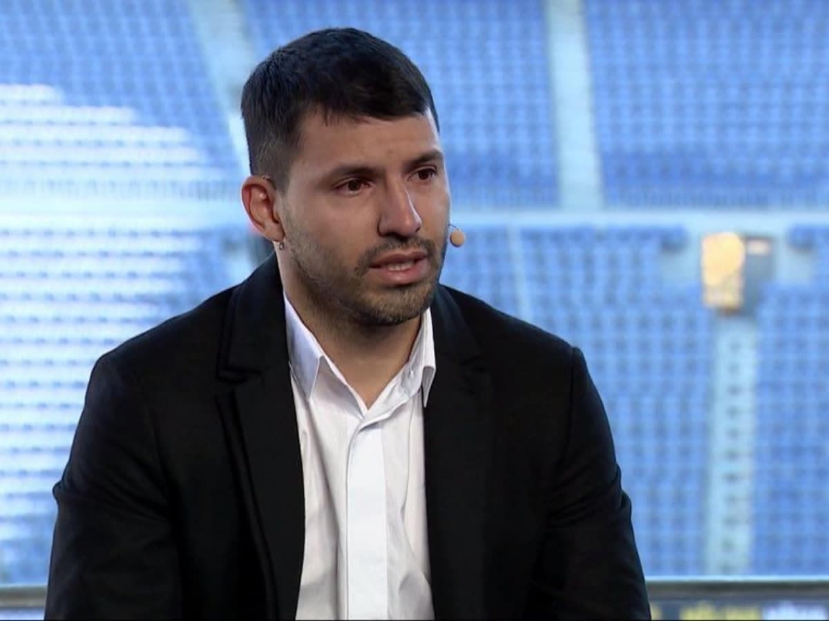 Sergio Aguero lors de la conférence de presse pour annoncer sa retraite