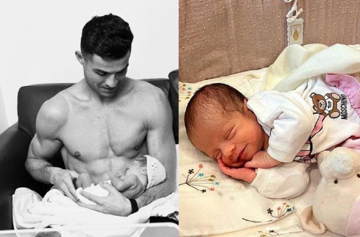 Cristiano Ronaldo avec sa fille, souriant ensemble dans un cadre familial.