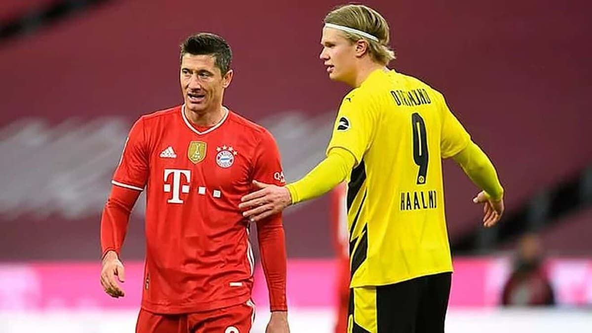 Lewandowski et Haaland lors de Bayern Munich vs Dortmund