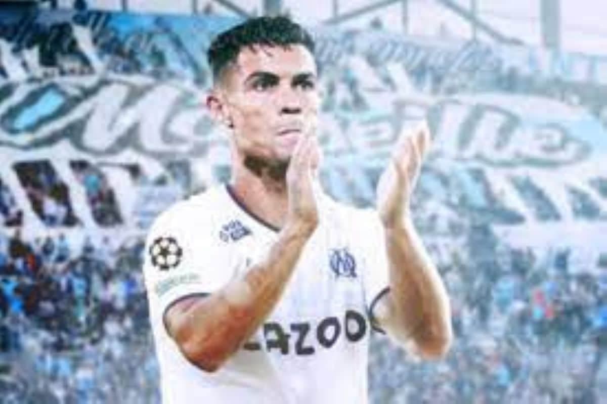 Cristiano Ronaldo sous le maillot de l'OM. Montage image