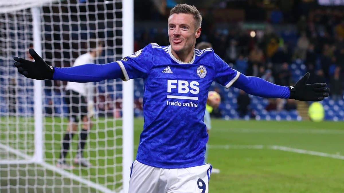 Jamie Vardy qui célèbre un but sous le maillot de Leicester