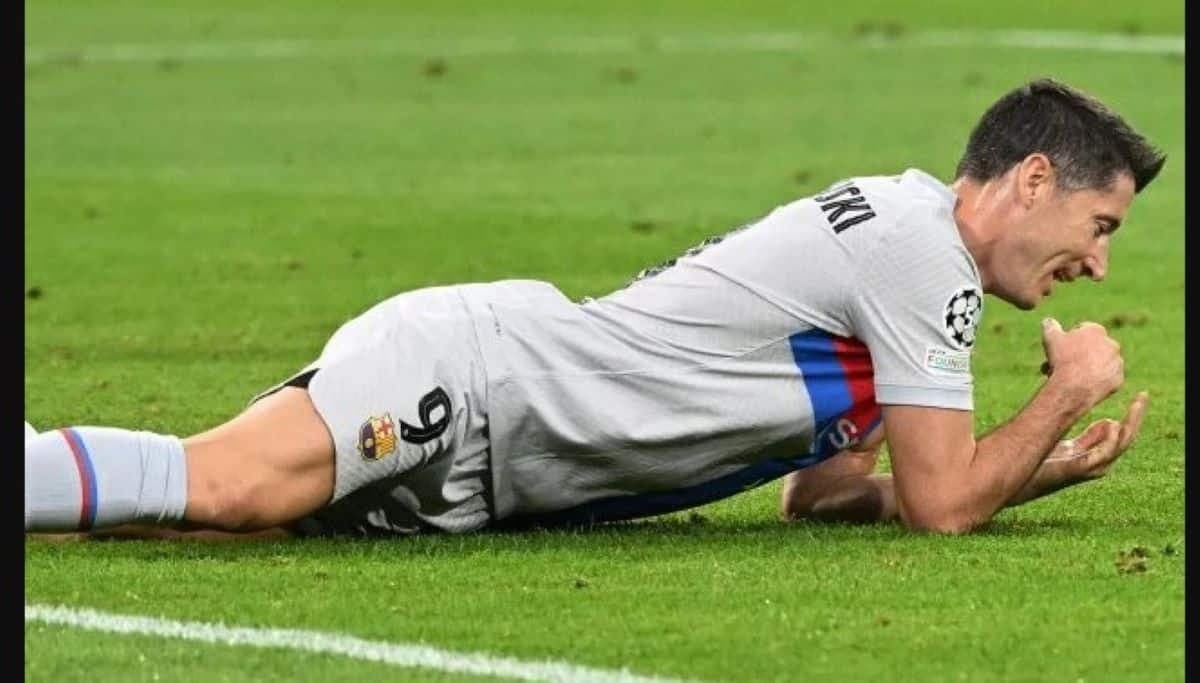 Robert Lewandowski lors d'un match avec le Barça