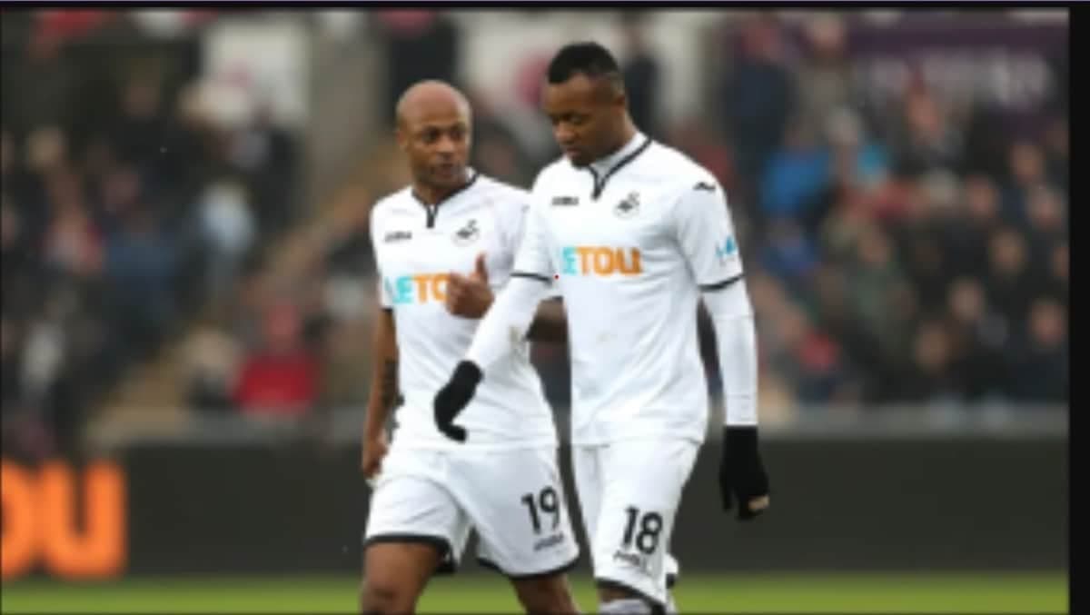 André et Jordan Ayew lors d'un match officiel avec le Ghana