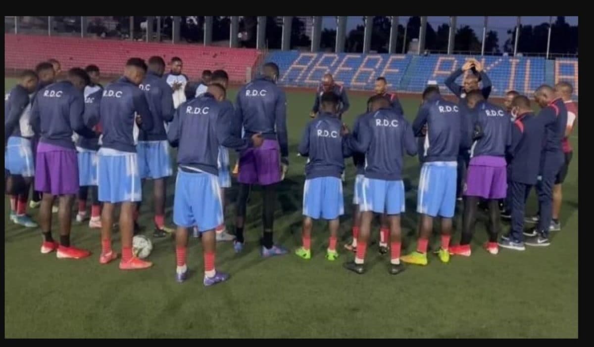 des joueurs U23 de la RDC Ã  l'entrainement