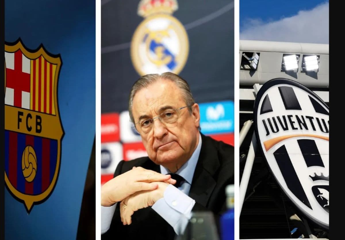 Barcelone, le Real Madrid et la Juventus ont admis qu'ils pourraient devoir modifier leurs plans, mais qu'ils se sont engagés Ã  poursuivre une Super Ligue européenne. Composite : EPA/AFP/Getty Images