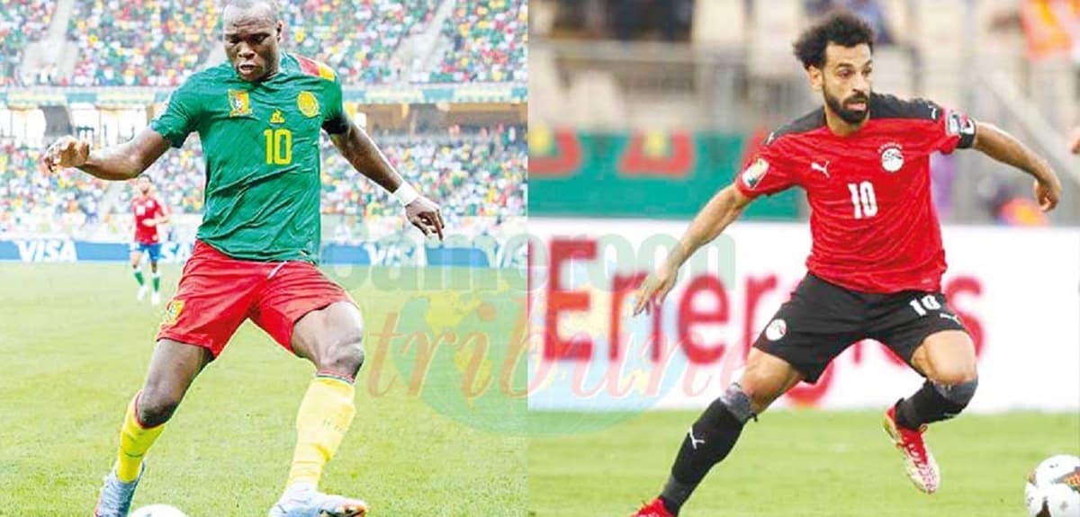 Vincent Aboubakar et Mohamed Salah lors d'un match de la CAN 2022