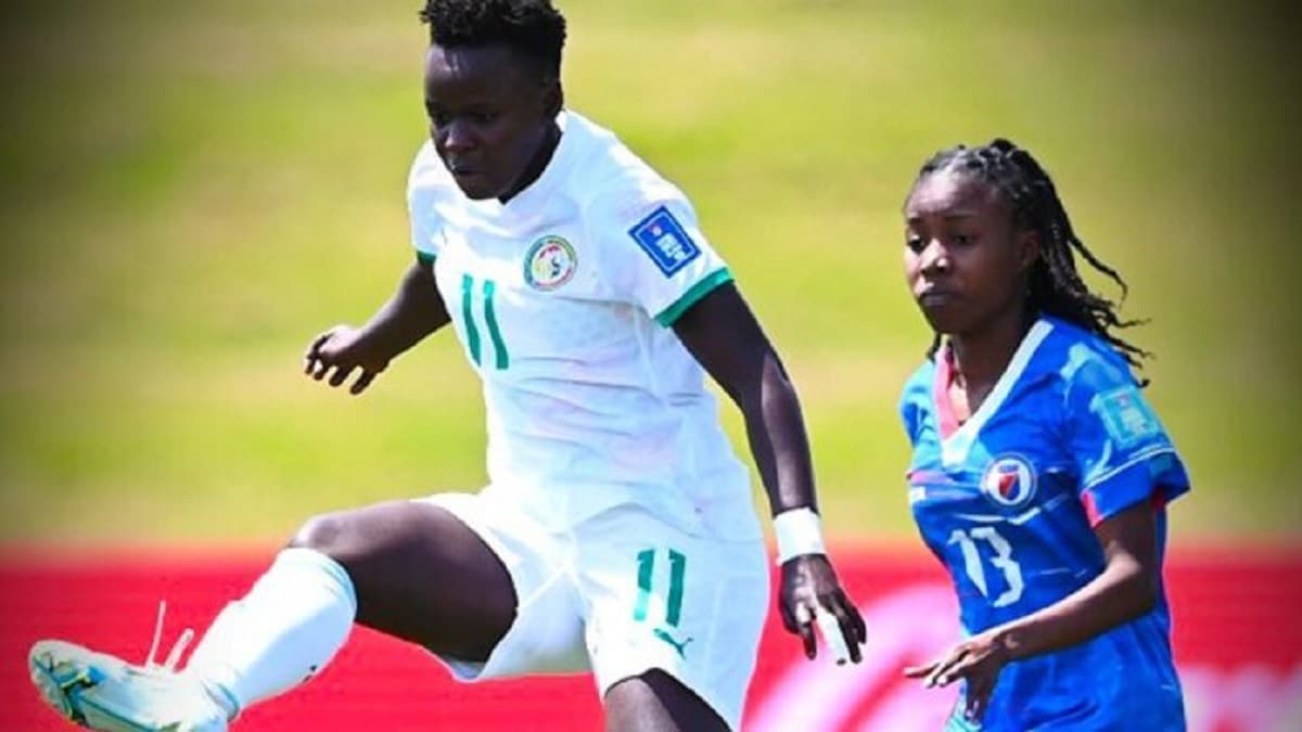 Des joueuses sénégalaises et haÃ¯tiennes lors d'un match de barrage de Mondial féminin 2023