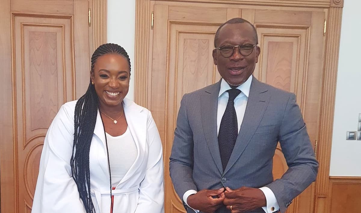 Minou Chrys-Tayl et Patrice Talon lors d'une rencontre officielle au Bénin.