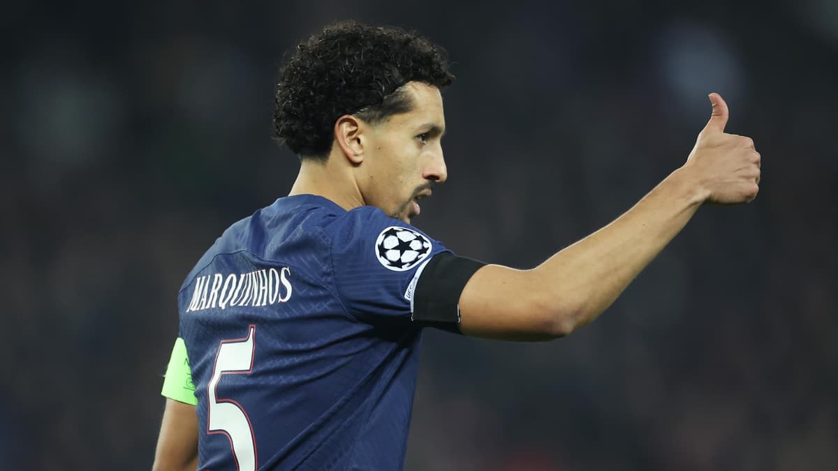 Marquinhos lors du 8e de finale de Ligue des champions entre le PSG et le Bayern Munich