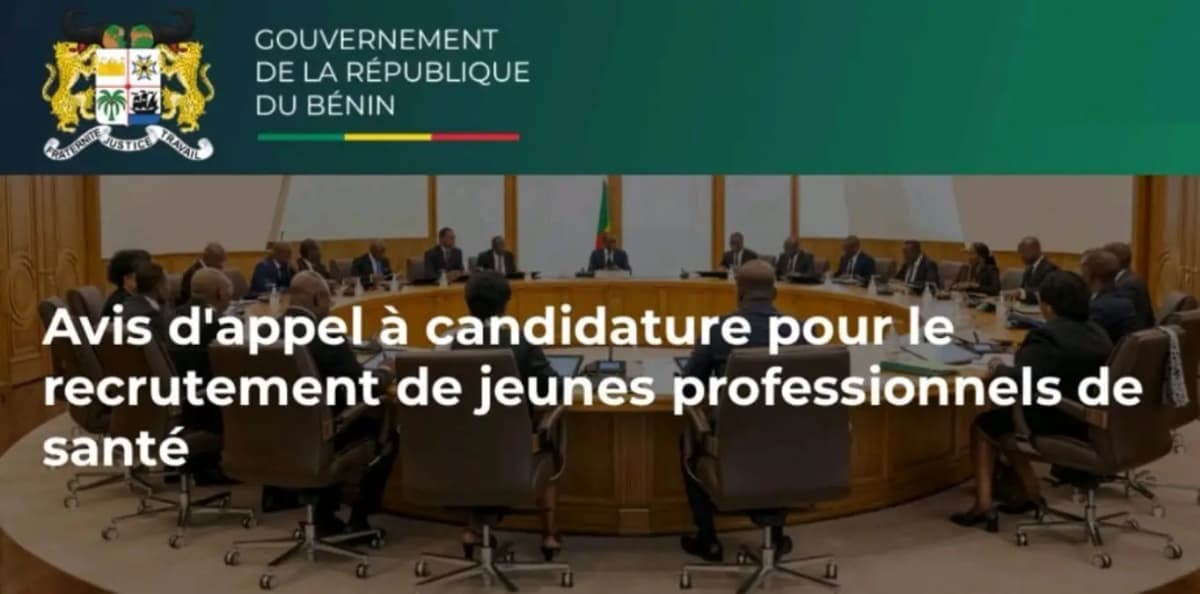 Annonce de recrutement de 550 professionnels de santé au Bénin par le gouvernement.