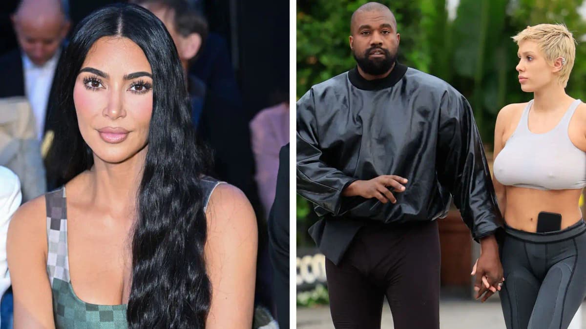 Kim Kardashian et Bianca Censori souriant ensemble lors d'un événement, complicité amicale.