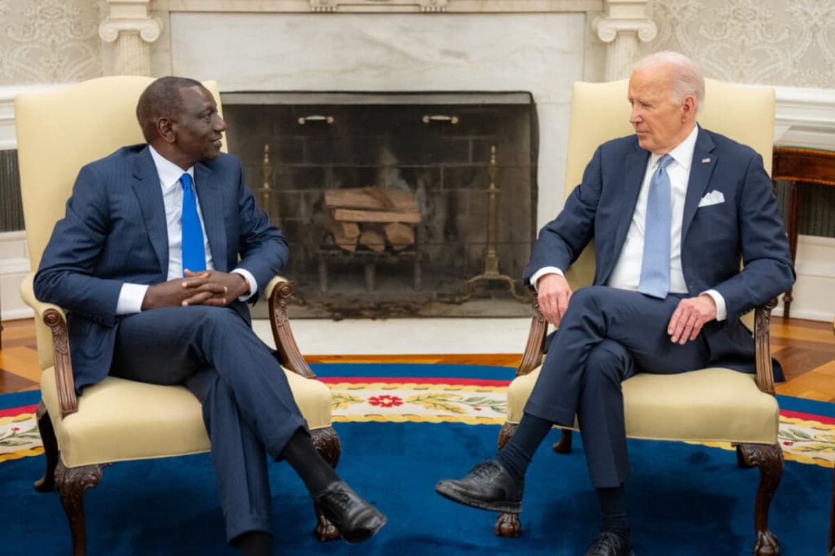 Le président kényan William Ruto reçu par Joe Biden Ã  la Maison Blanche, le 23 mai 2024.