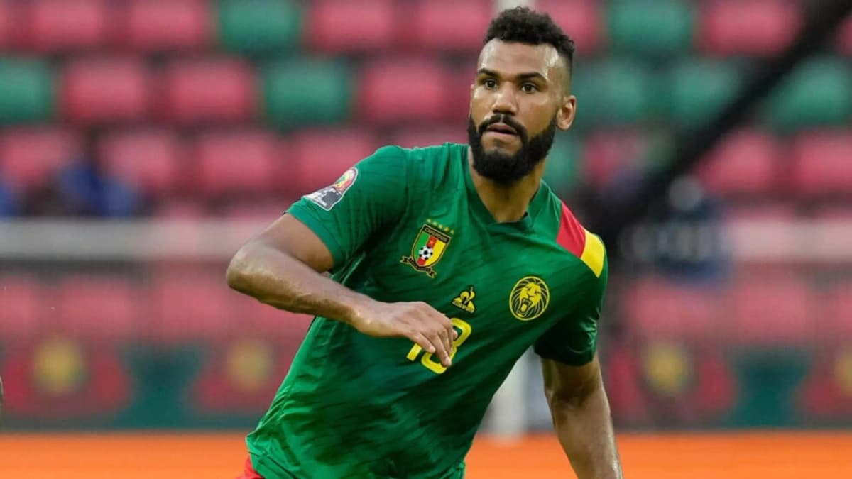 Eric Maxim Choupo-Moting sous les couleurs du Cameroun Ã  Yaoundé, le 13 janvier 2022. © Themba Hadebe, AP