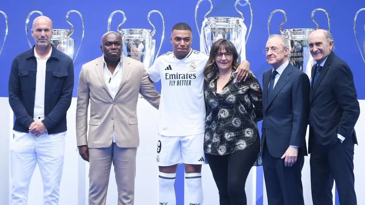 Kylian Mbappé lors de sa présentation au Santiago Bernabeu