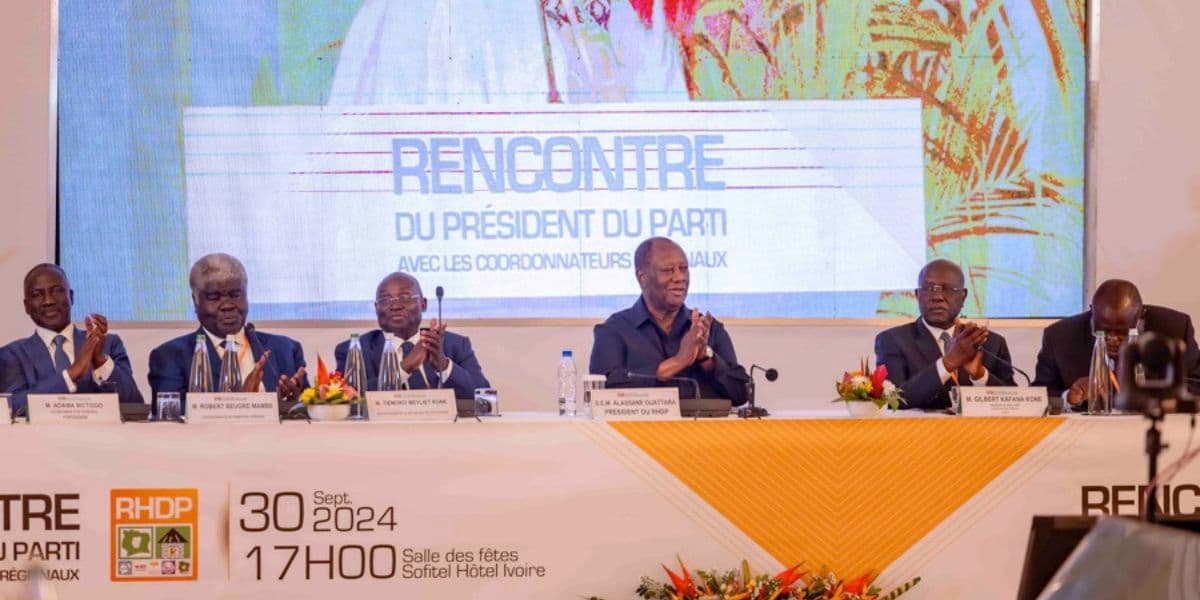 Alassane Ouattara lors d'un discours politique en Côte d'Ivoire.