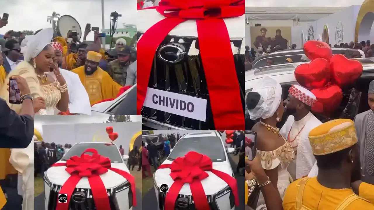 Chivido: Davido offre une voiture de luxe SUV comme cadeau de mariage à Chioma (vidéo)