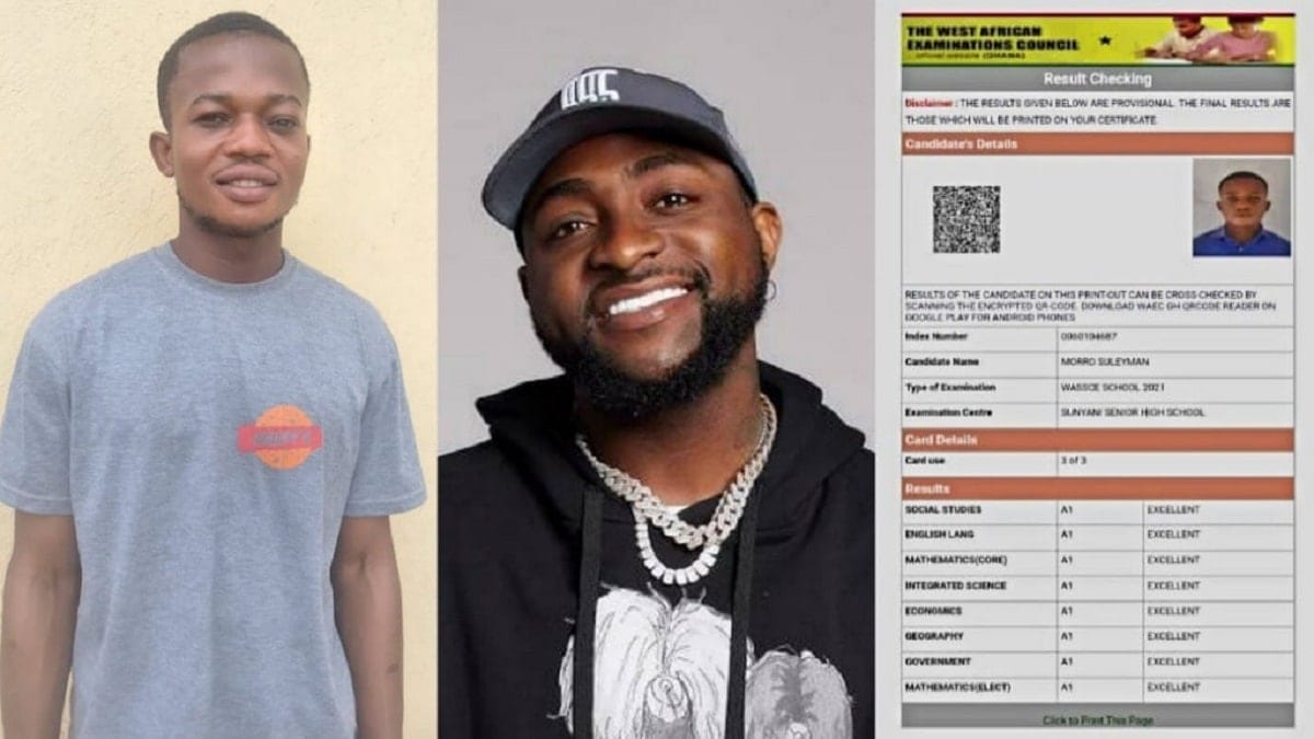 Davido offre une bourse d’étude de 5ans à  un jeune étudiant Ghanéen (image)
