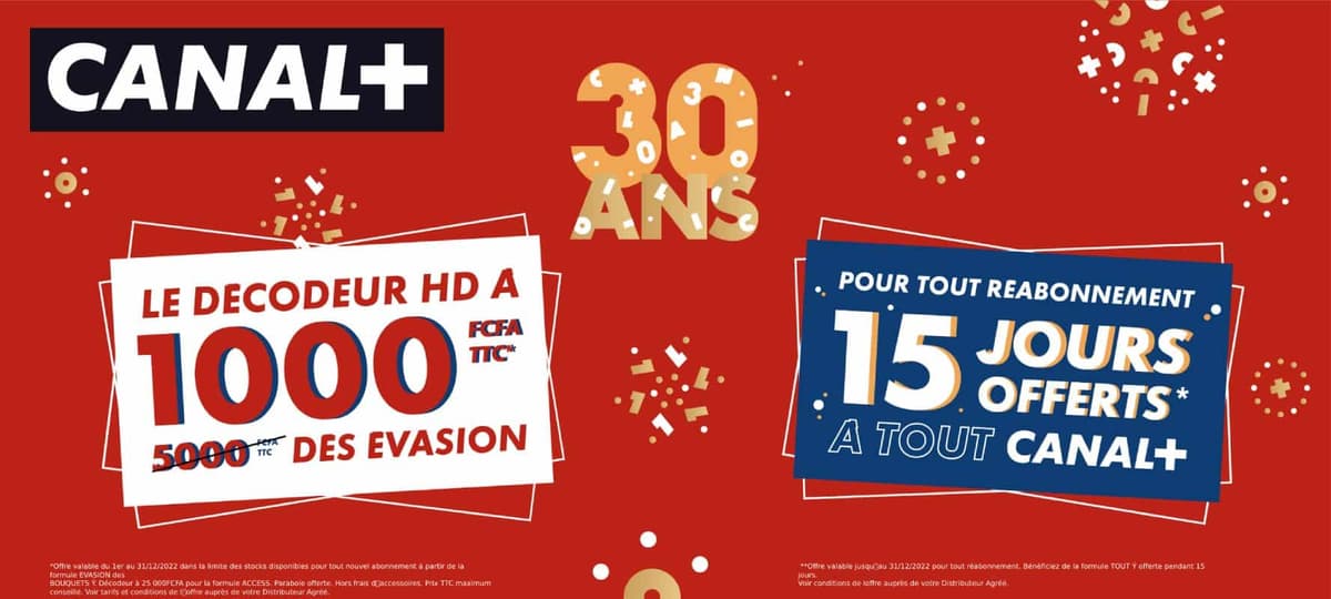 [Communiqué] Pour ses 30 ans, Canal+ offre ses décodeurs  à  1 000F