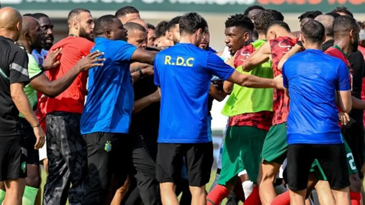 CAN 2023, Maroc – RD Congo : une altercation vire à  la bagarre générale (vidéo)