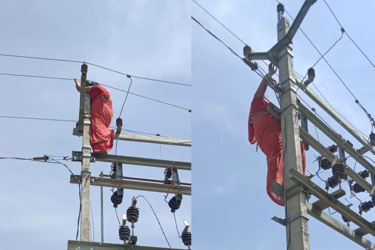 Inde: elle grimpe sur un poteau électrique après que son mari a découvert son adultère (Vidéo)