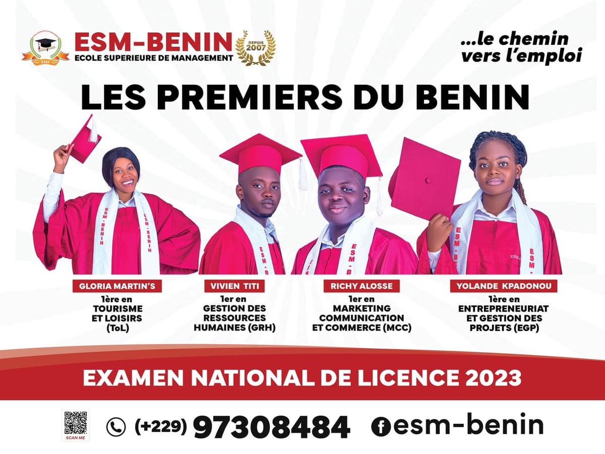 Découvrez les étudiants de ESM-BENIN, 1ers à  l’Examen national de Licence