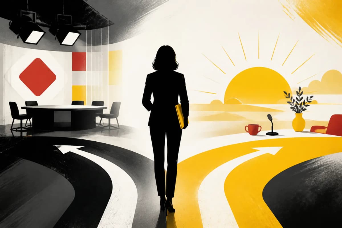 Illustration editoriale pour Anne-Élisabeth Lemoine en sursis à la présentation de C à vous