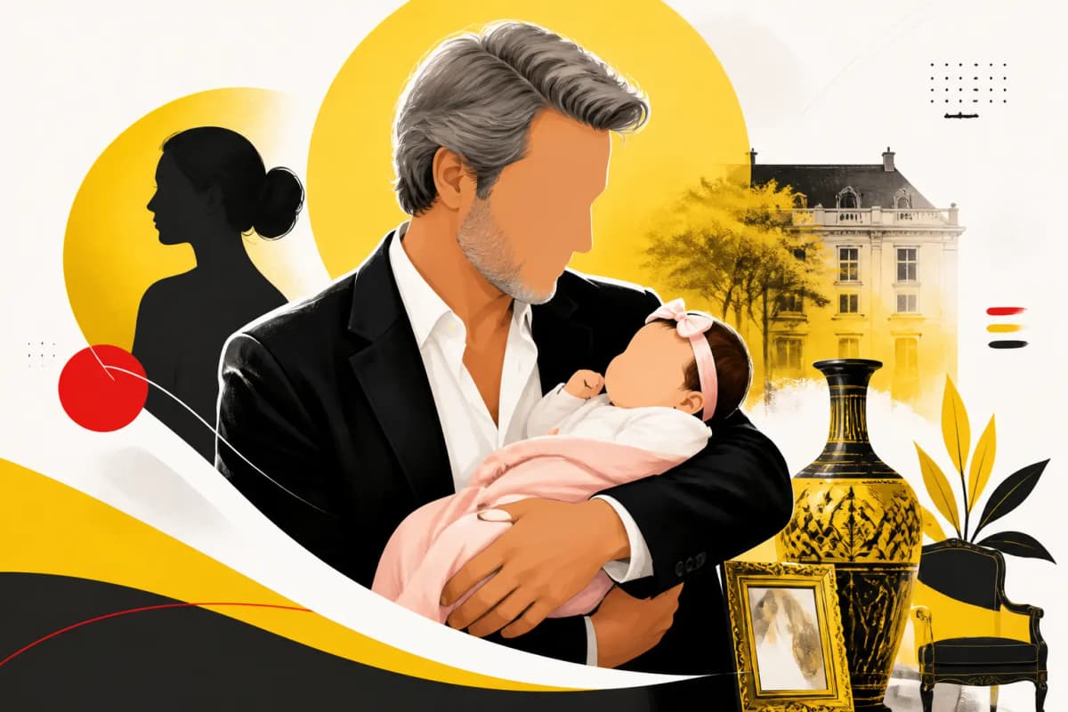 Illustration editoriale pour Julien Cohen accueille une petite fille prénommée Ella à 60 ans