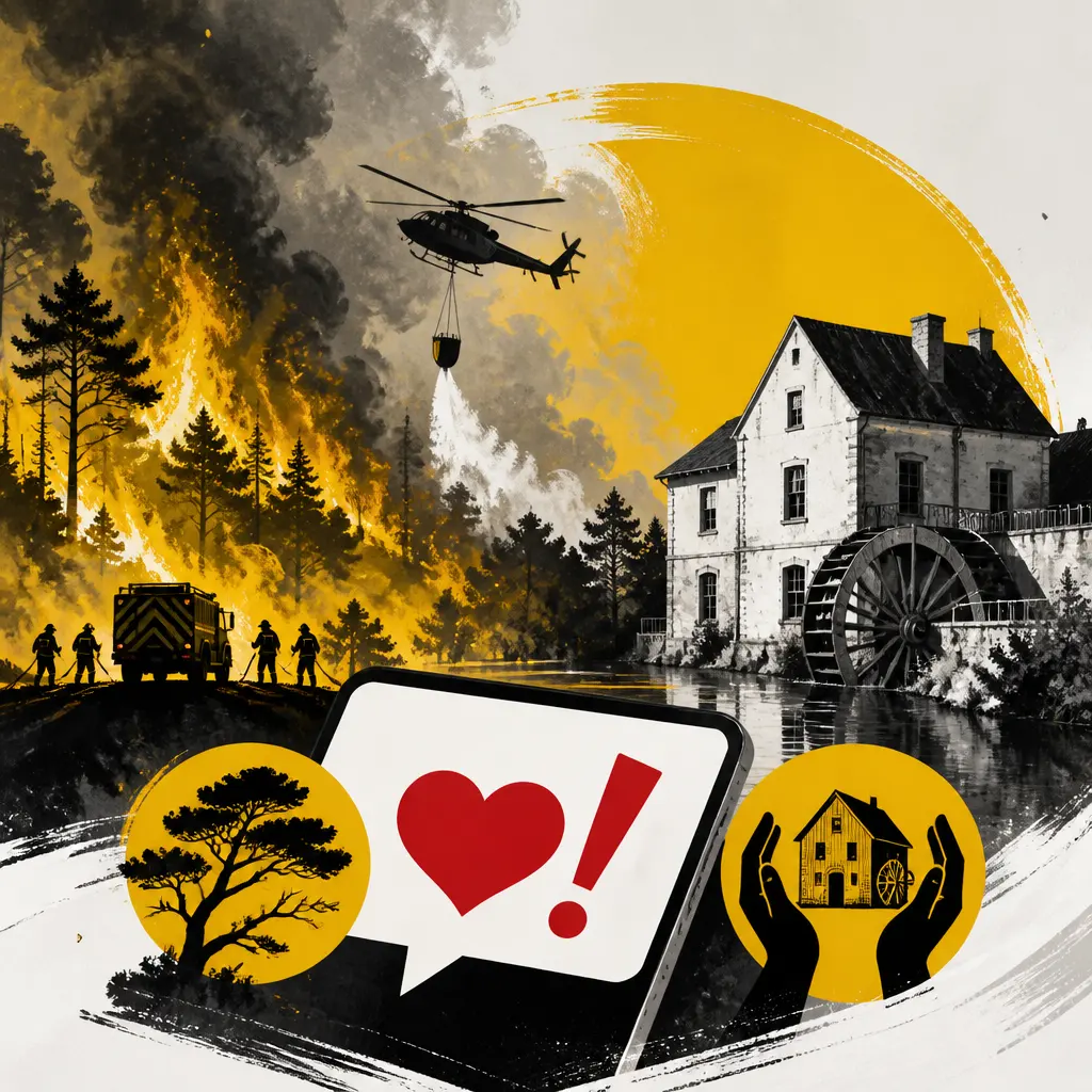 Illustration editoriale pour Incendie de la forêt de Fontainebleau : l’inquiétude des internautes pour le moulin de Claude François