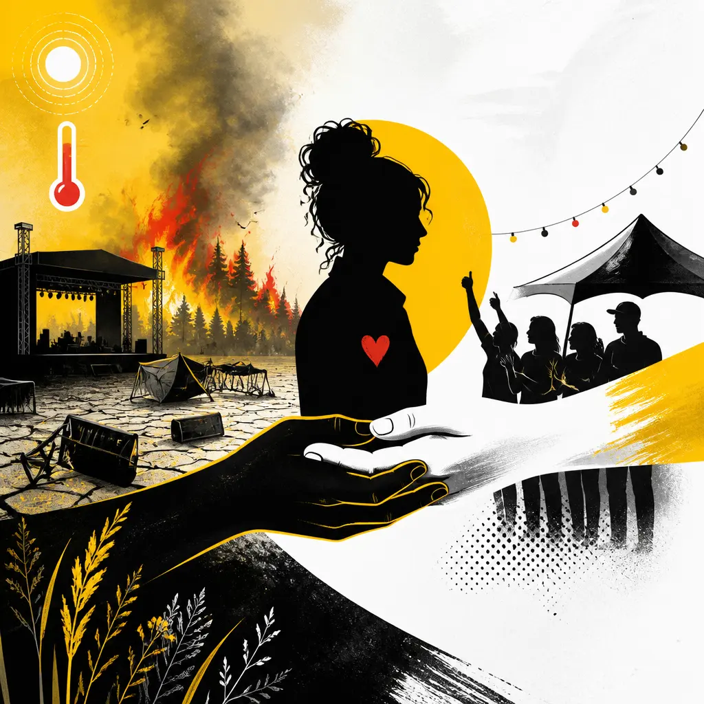 Illustration editoriale pour Zaz : soutien après l&rsquo;annulation de festivals liée à la canicule et aux incendies