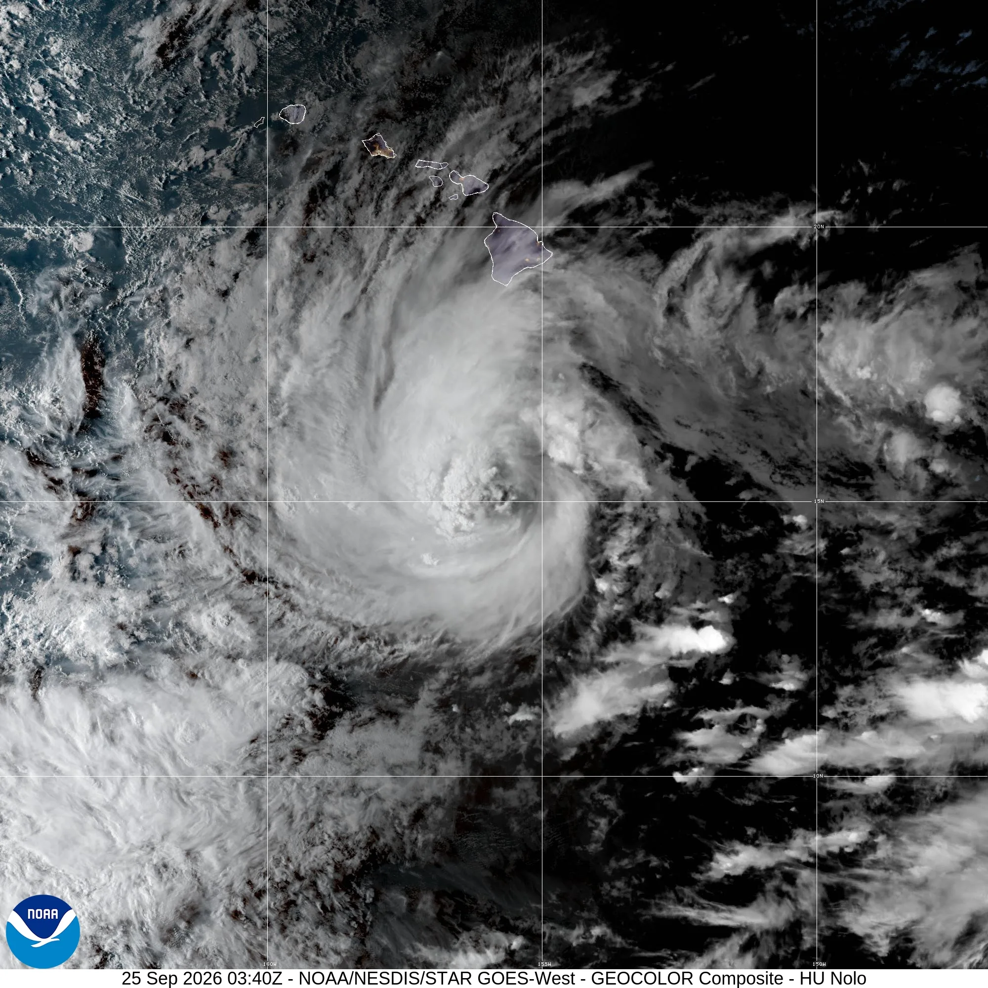 Image satellite de l’ouragan Nolo au sud de Hawaï