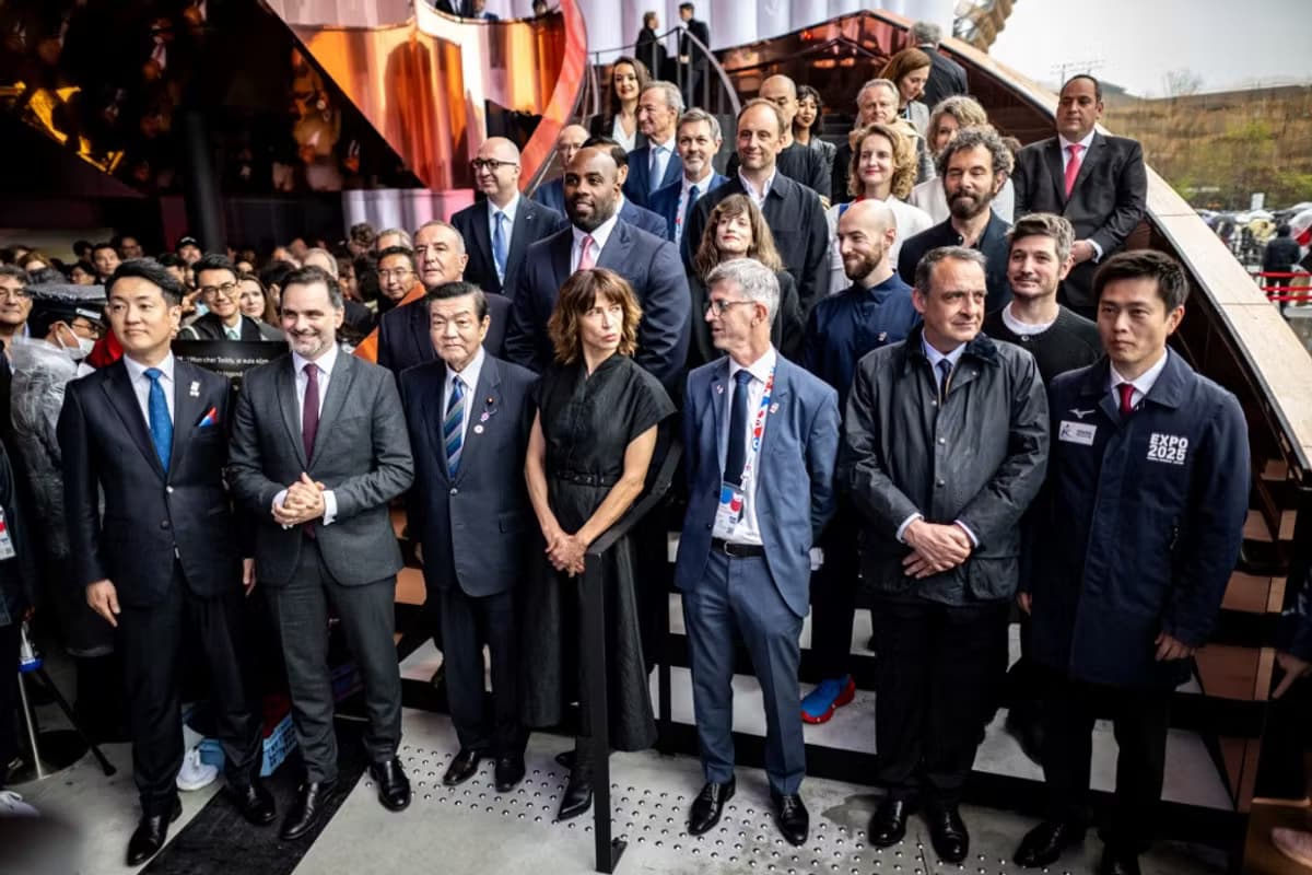 Teddy Riner et Sophie Marceau inaugurent le pavillon français à Osaka