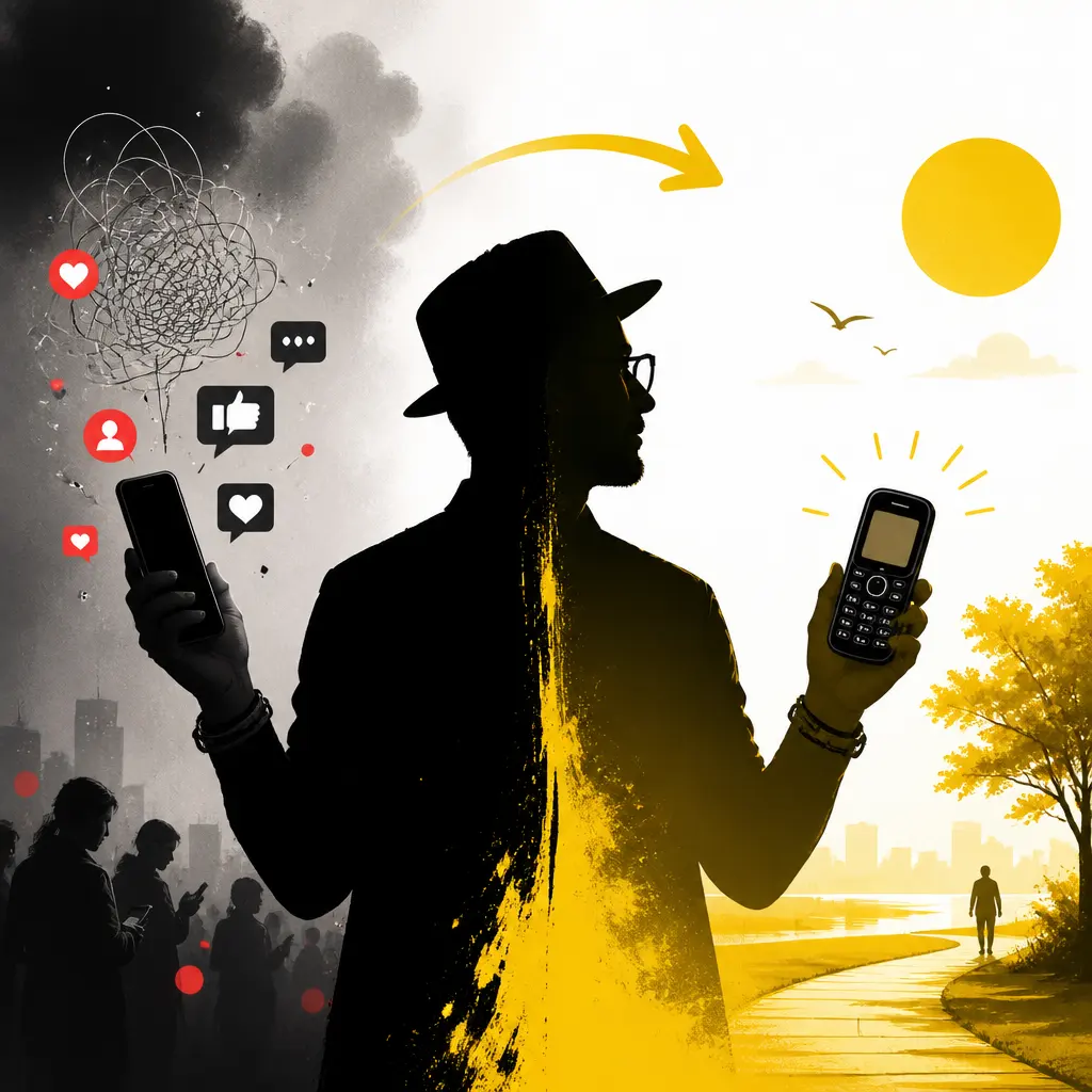 Pascal Obispo troque son smartphone pour un portable normal avec seulement des numéros