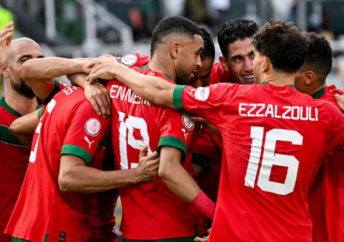 Des joueurs marocains célèbrent leur but