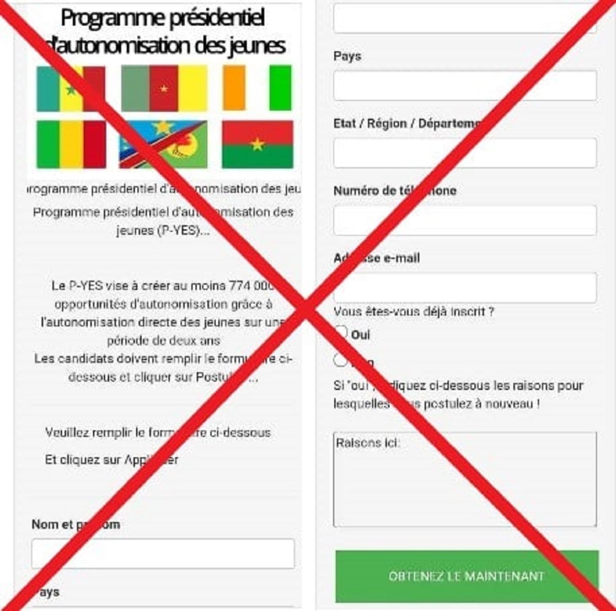 Intox : ce formulaire de demande du fonds d’autonomisation des jeunes est une arnaque