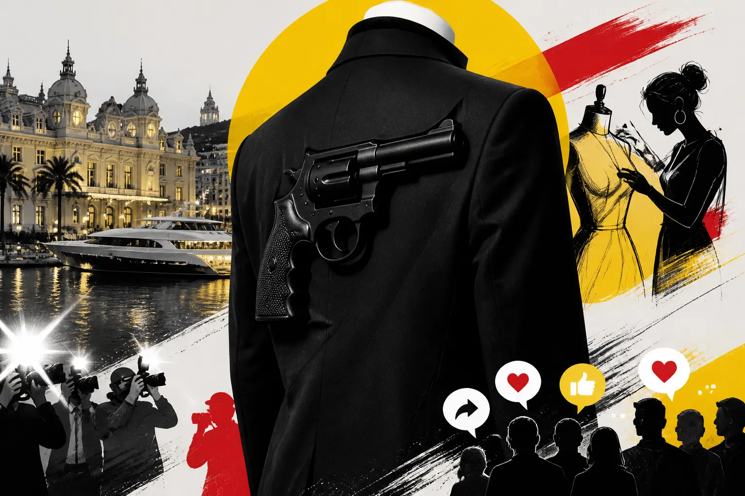 Marc Lavoine à Monaco avec une veste ornée d’un revolver en 3D