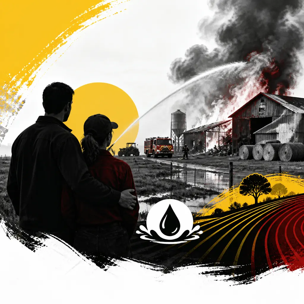 Lola et Florian de L’amour est dans le pré victimes d’un incendie sur leur exploitation avec des tonnes d’eau utilisées pour maîtriser le feu