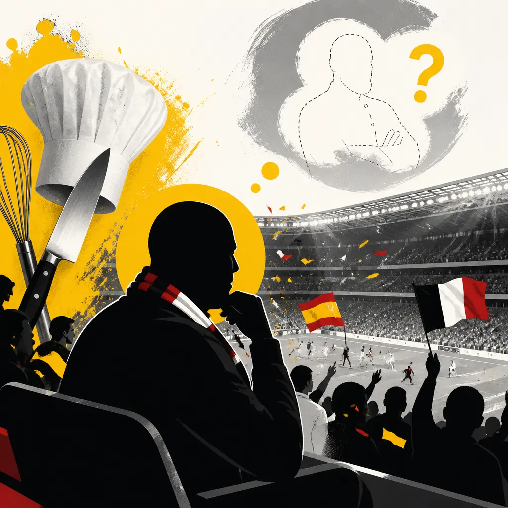 Le sosie de Philippe Etchebest repéré à Dallas lors du match France-Espagne  
Un sosie de Philippe Etchebest aperçu à la mi-temps du match France-Espagne à Dallas  
Philippe Etchebest : son sosie remarqué pendant le match France-Espagne à Dallas