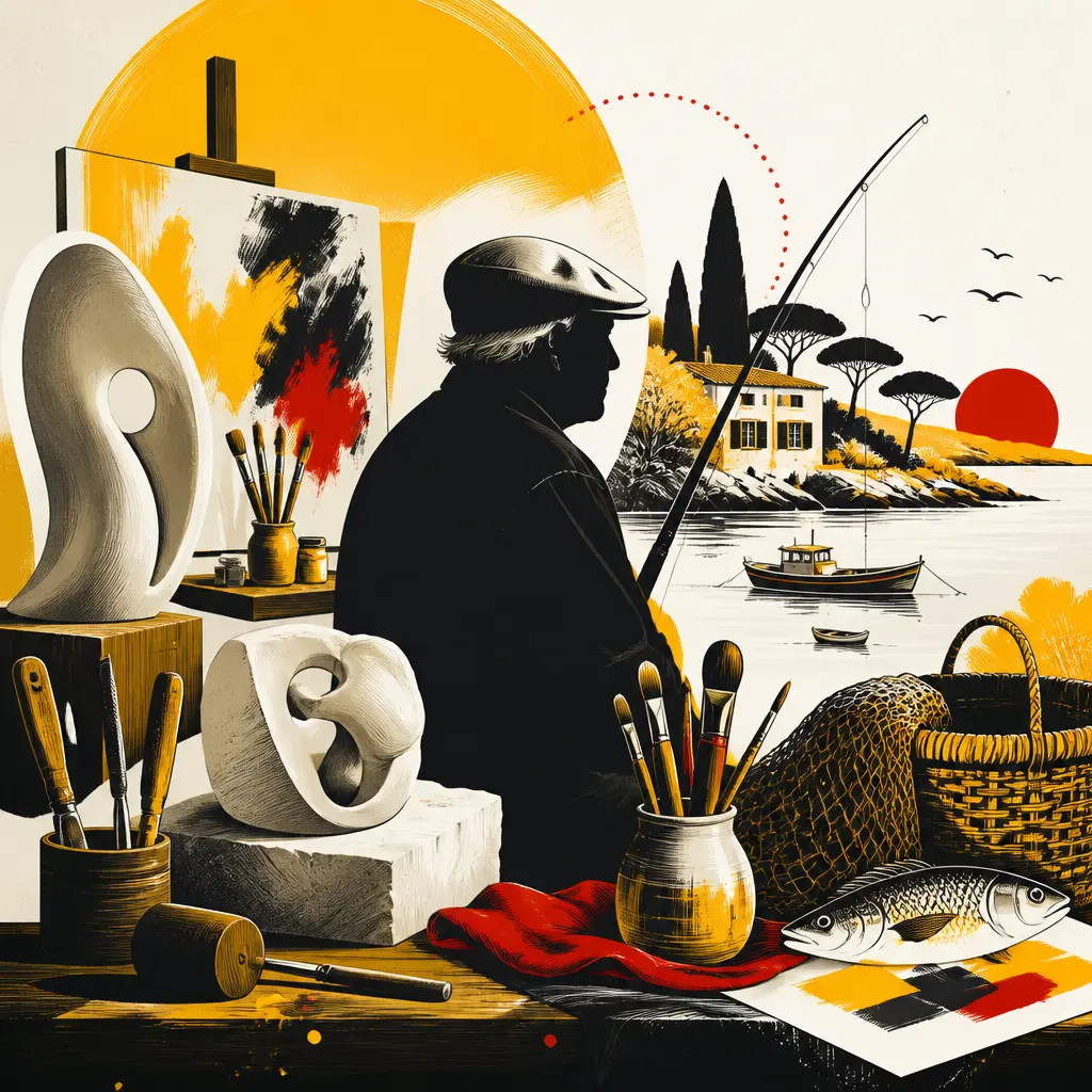 Sim : pêche, sculpture et peinture à Roquebrune-sur-Argens  
Sim, son dernier refuge et ses passions à Roquebrune-sur-Argens  
Sim, entre art et nature dans sa maison de Roquebrune-sur-Argens