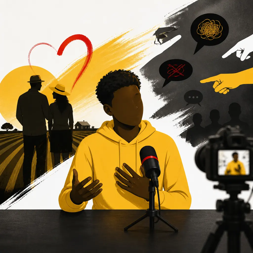 Gabriel, fils de Pierre et Frédérique de L’amour est dans le pré, répond aux critiques face caméra