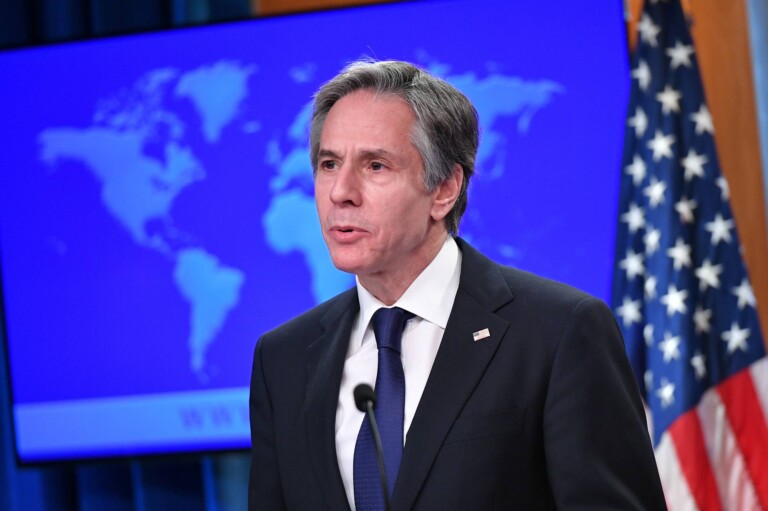 FILE PHOTO: U.S. Secretary of State Antony Blinken speaks during the release of the "2020 Country Reports on Human Rights Practices" at the State Department in Washington, DC, U.S., March 30, 2021. Mandel Ngan/Pool via REUTERS/File Photo