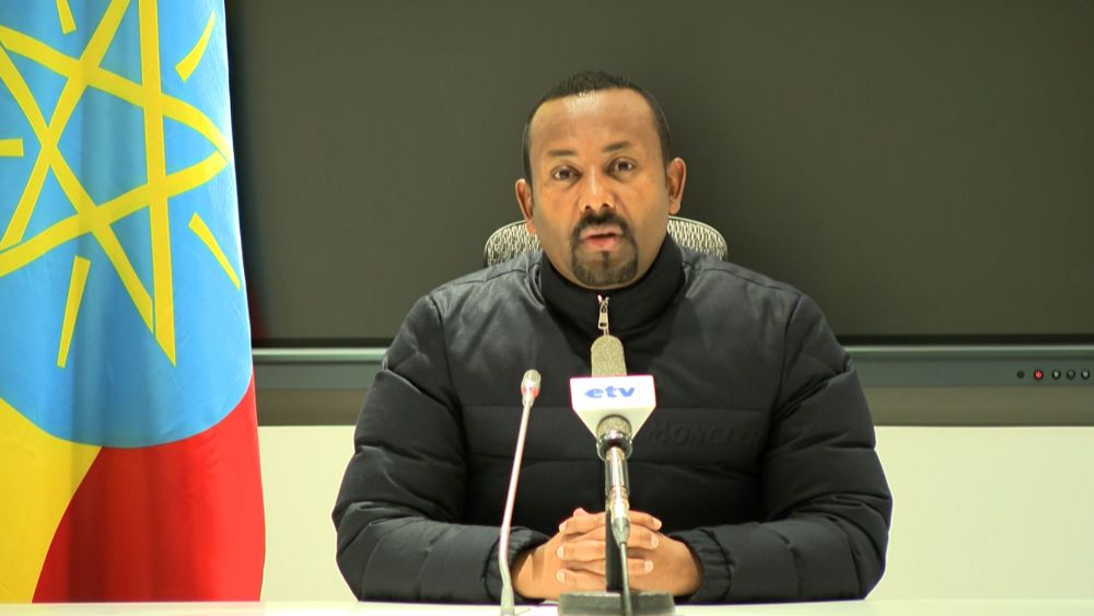 Le Premier ministre éthiopien Abiy Ahmed à la télévision publique éthiopienne le 4 novembre 2020 afp.com/-