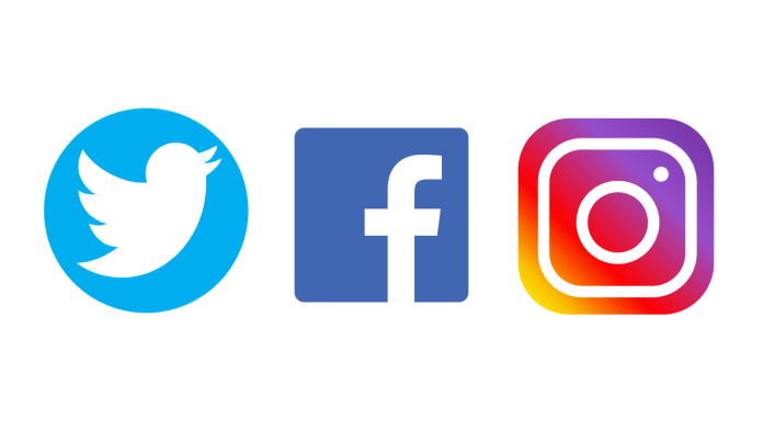 Facebook, Twitter et Instagram