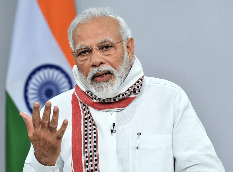 Le Premier ministre indien, Narendra Modi, Ã  New Delhi, le 14 avril 2020. Handout / PIB / AFP