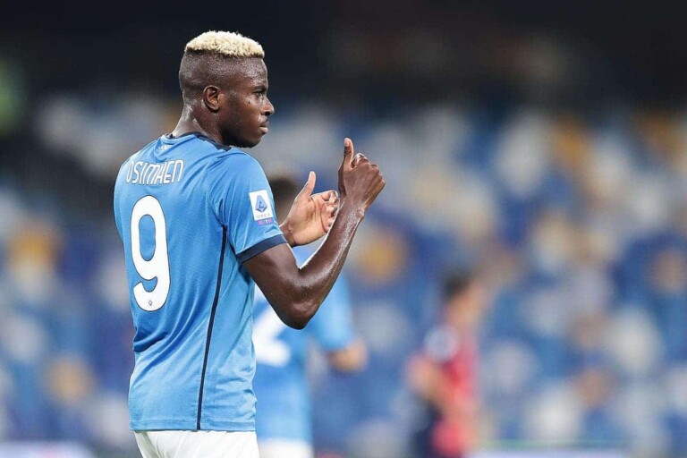 L'attaquant nigÃ©rian Victor Osimhen lors d'un match avec Naples