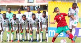 Des joueuses du Ghana et du Maroc lors des éliminatoires de la coupe du monde féminine U17 2022