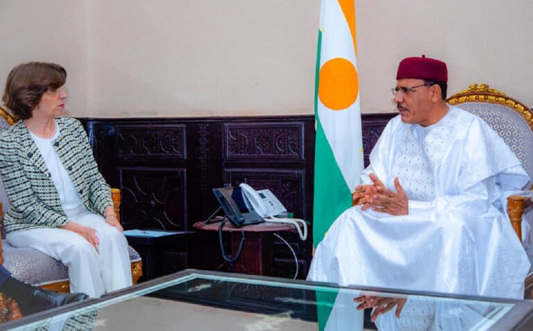 La ministre CathÃ©rine Colonna et le prÃ©sident Mohamed Bazoum