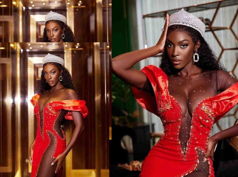 Miss CÃ´te d'Ivoire: Seins en l'air et sans dessous Olivia YacÃ© choque la toile