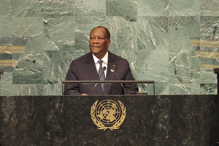 Le prÃ©sident Ivoirien Alassabe Ouattara Ã  la 77Ã¨ session de l'AssemblÃ©e GÃ©nÃ©rale de l'ONU Ã  New York le mercredi 21 septembre 2022